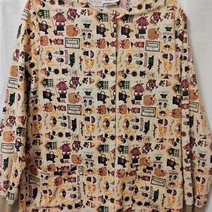 Garden Angel Allover Patterned Scrub Jacket